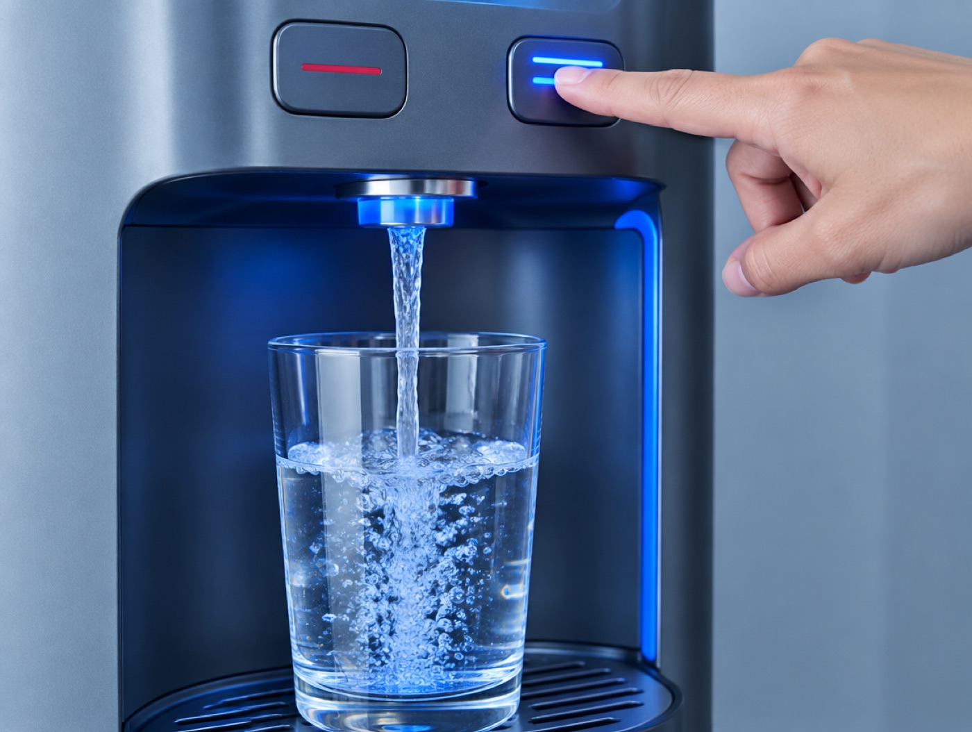 Cold water dispensing into a glass